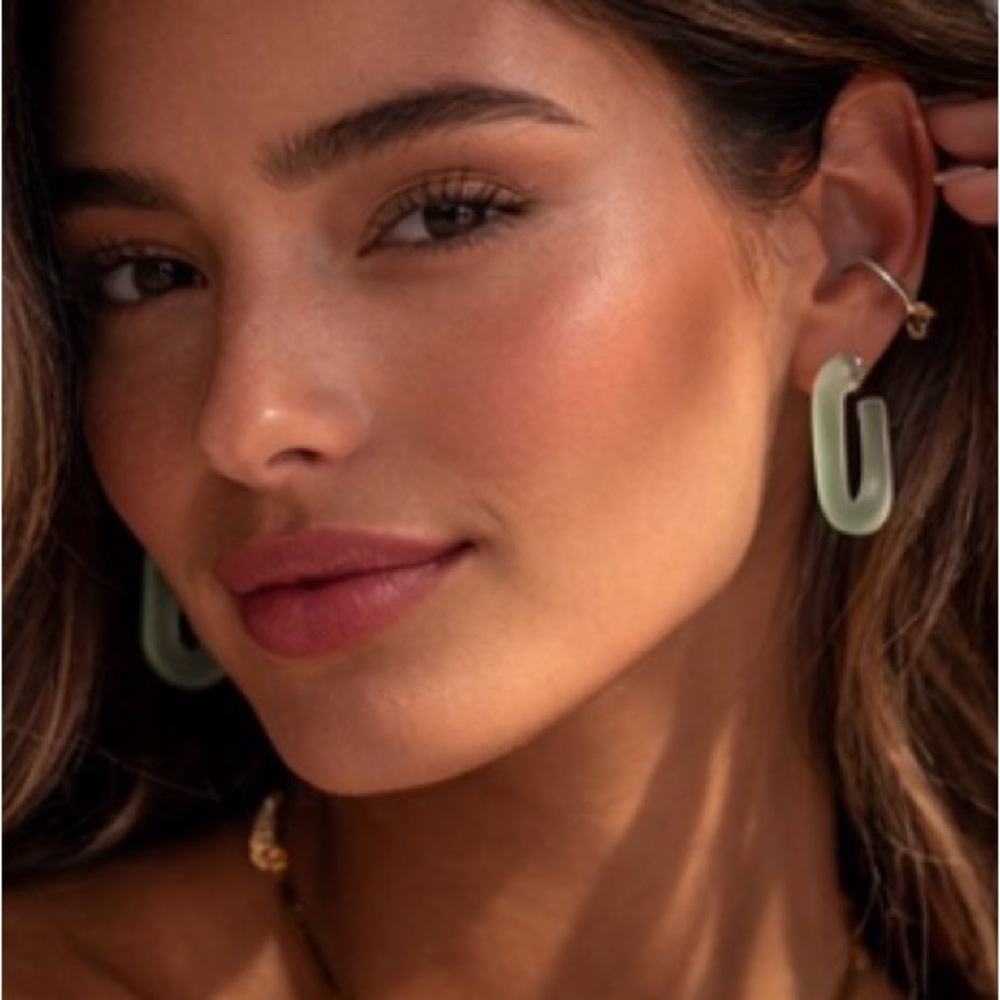 Frosted Mint Green U Shaped Earrings